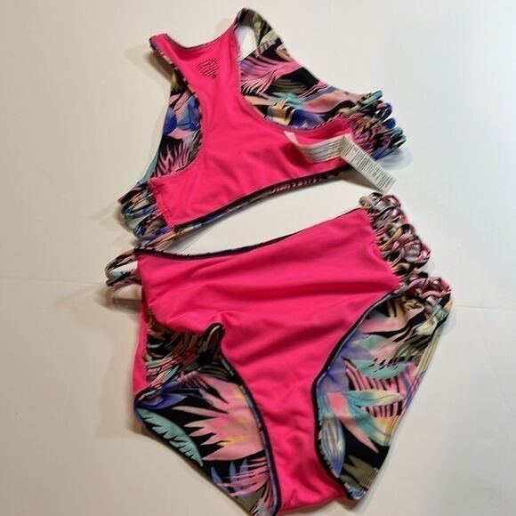 Hollister women’s two piece bathing suit. Tropical print. L/M - Picture 9 of 13